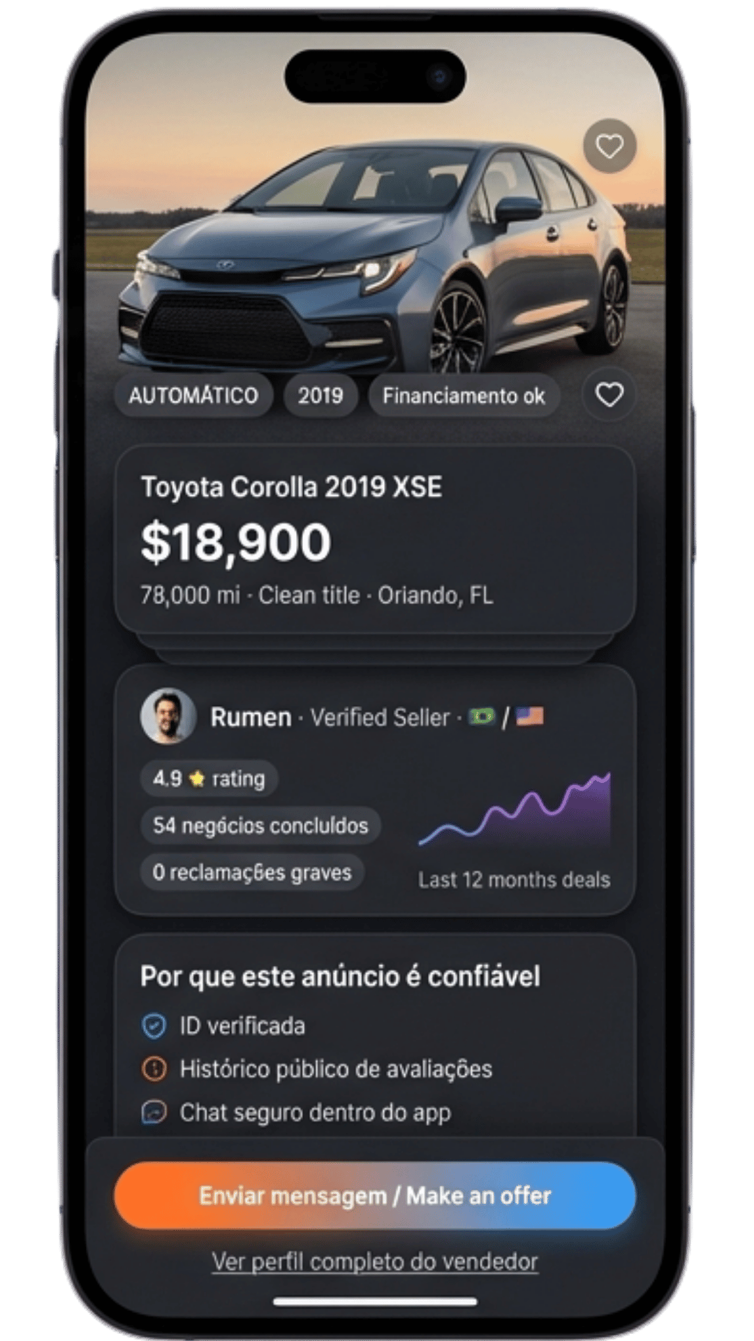 Catira App - Tela de detalhes do anúncio